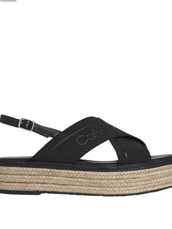 Calvin Klein Shoes - Calvin Klein Black Cross-Band Espadrille Platform Sandal